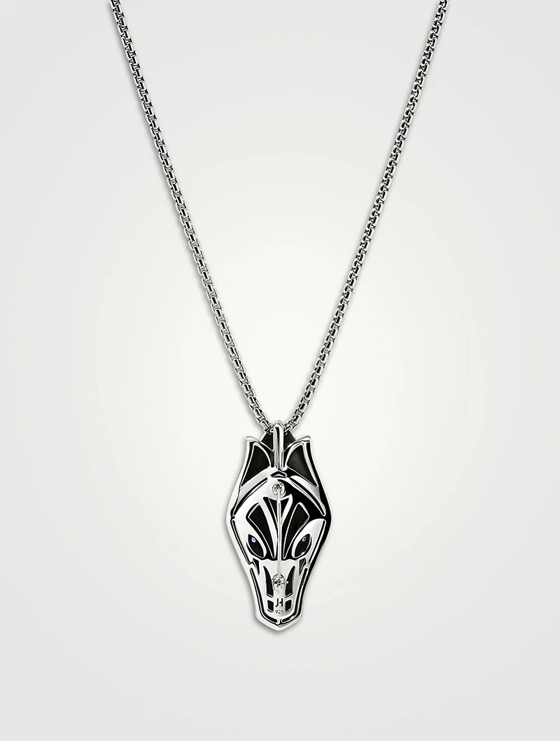 Naga Sterling Silver Pendant Necklace With Blue Sapphire