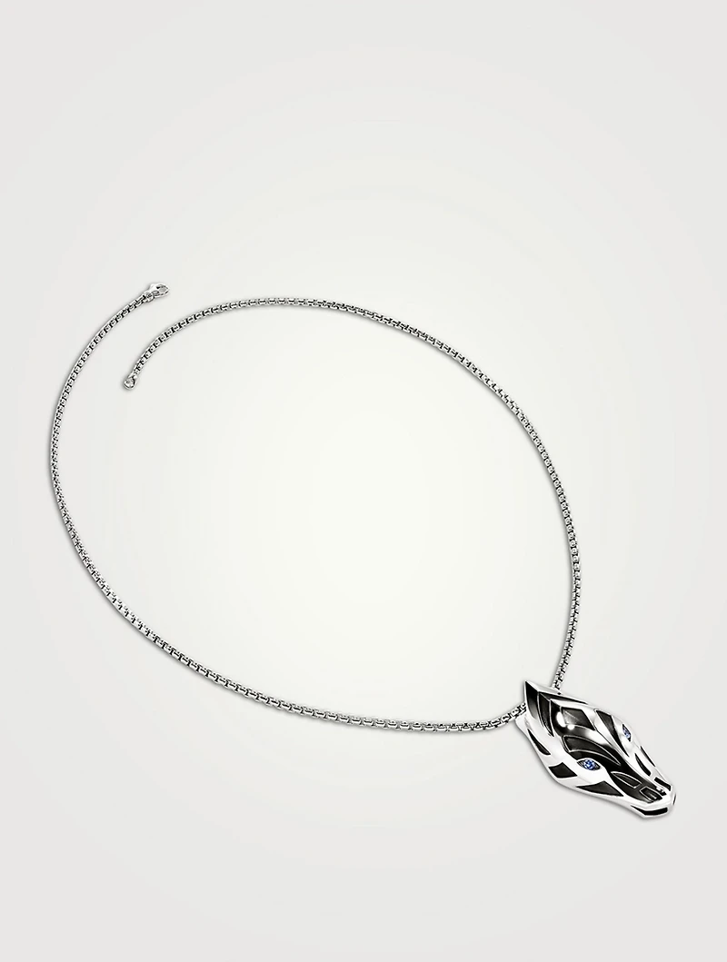 Naga Sterling Silver Pendant Necklace With Blue Sapphire