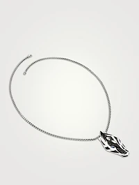 Naga Sterling Silver Pendant Necklace With Blue Sapphire