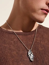 Naga Sterling Silver Pendant Necklace With Blue Sapphire