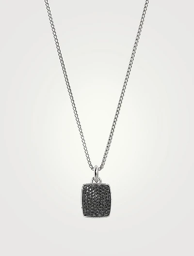 Sterling Silver Tag Necklace With Gemstones