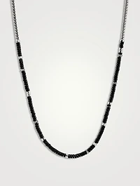 Silver Heishi Chain Necklace With Gemstones