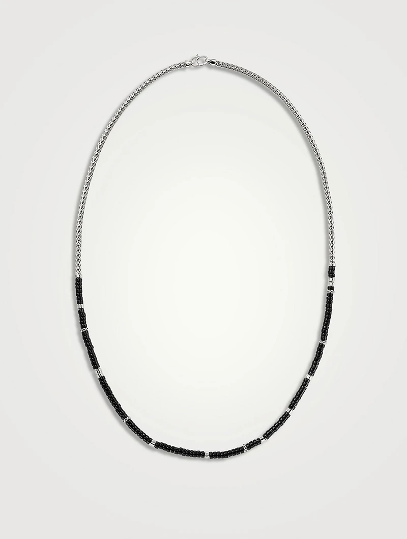 Silver Heishi Chain Necklace With Gemstones