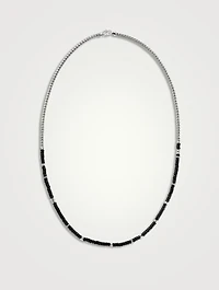 Silver Heishi Chain Necklace With Gemstones