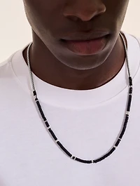Silver Heishi Chain Necklace With Gemstones