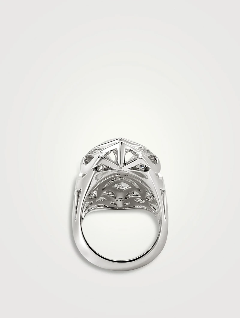 Naga Sterling Silver Ring With Blue Sapphire And Pavé Diamonds