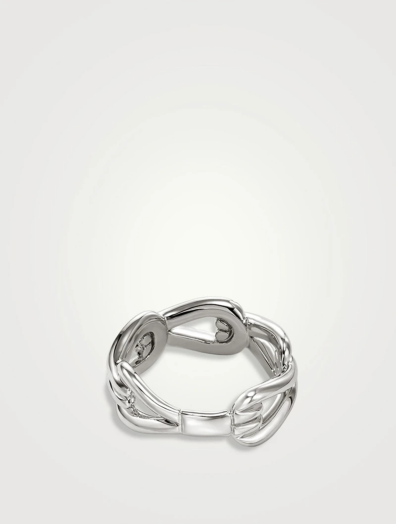Surf Sterling Silver Ring With Pavé Diamonds