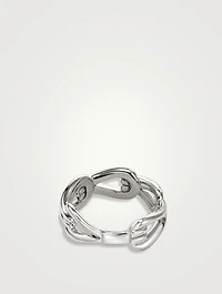 Surf Sterling Silver Ring With Pavé Diamonds
