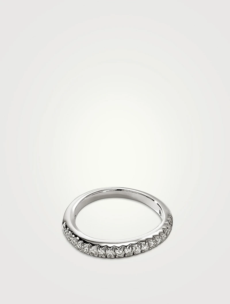 Surf Sterling Silver Ring With Pavé Diamonds
