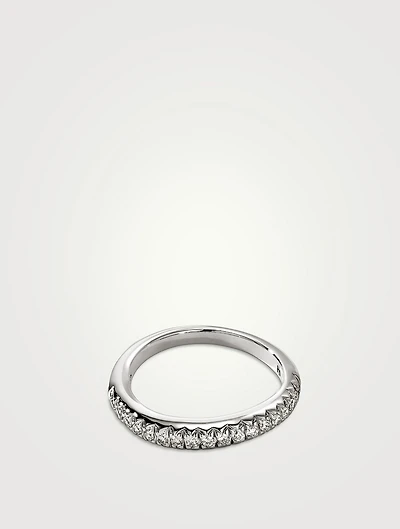 Surf Sterling Silver Ring With Pavé Diamonds