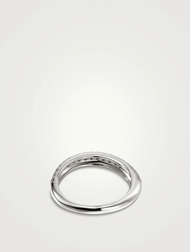 Surf Sterling Silver Ring With Pavé Diamonds