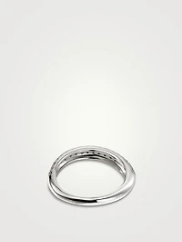 Surf Sterling Silver Ring With Pavé Diamonds
