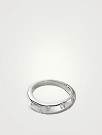 Surf Sterling Silver Scattered Diamond Ring