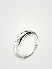 Surf Sterling Silver Scattered Diamond Ring