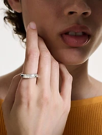 Surf Sterling Silver Scattered Diamond Ring