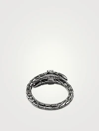 Spear Sterling Silver Single Wrap Ring With Pavé Diamonds