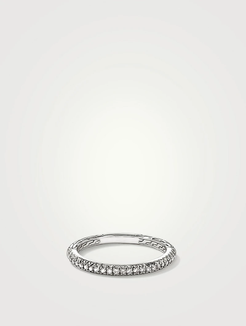 JH Essentials Sterling Silver Pavé Diamond Band Ring