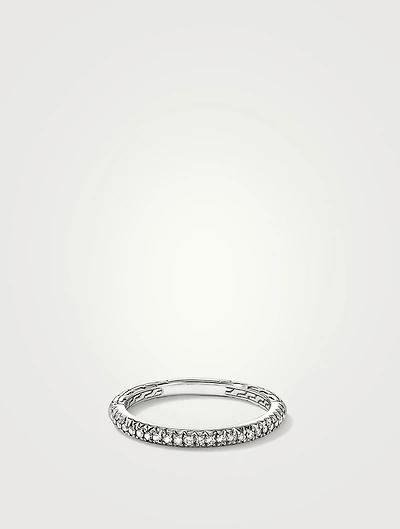 JH Essentials Sterling Silver Pavé Diamond Band Ring