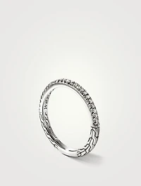 JH Essentials Sterling Silver Pavé Diamond Band Ring