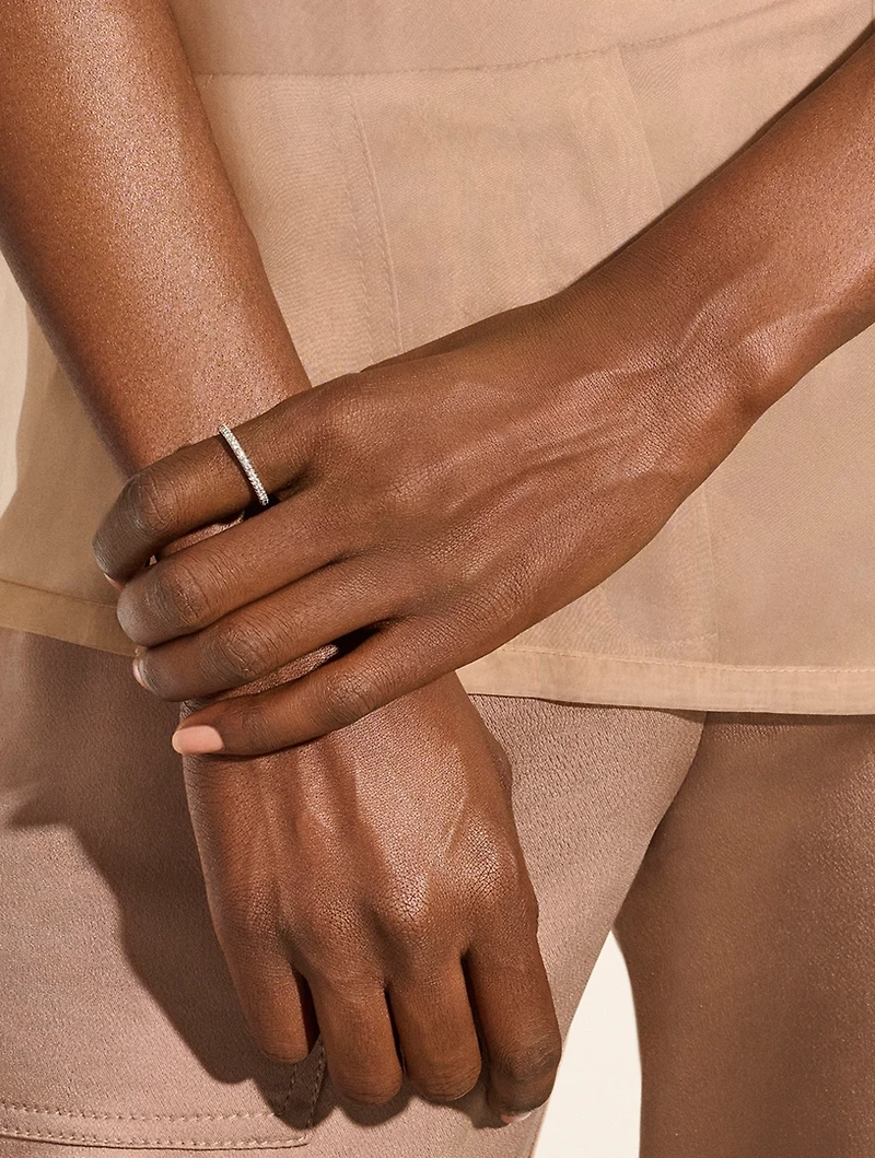JH Essentials Sterling Silver Pavé Diamond Band Ring