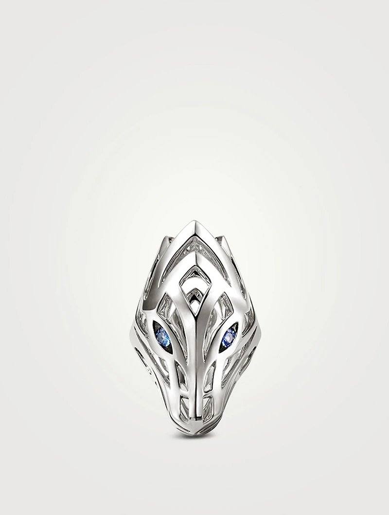 Naga Sterling Silver Ring With Blue Sapphire