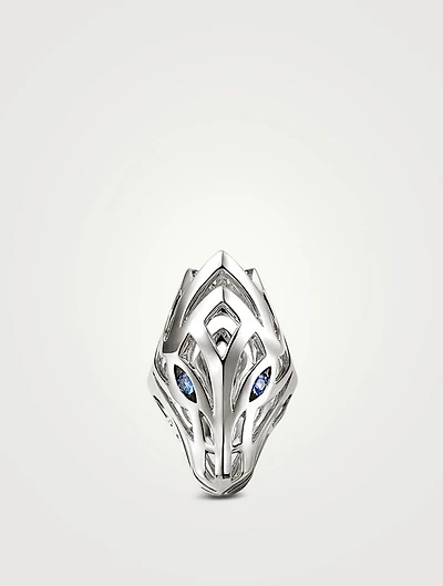 Naga Sterling Silver Ring With Blue Sapphire