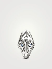 Naga Sterling Silver Ring With Blue Sapphire