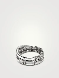JH Essentials Sterling Silver Crossover Ring With Blue Sapphire