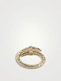 Spear 14K Gold Single Wrap Ring With Pavé Diamonds