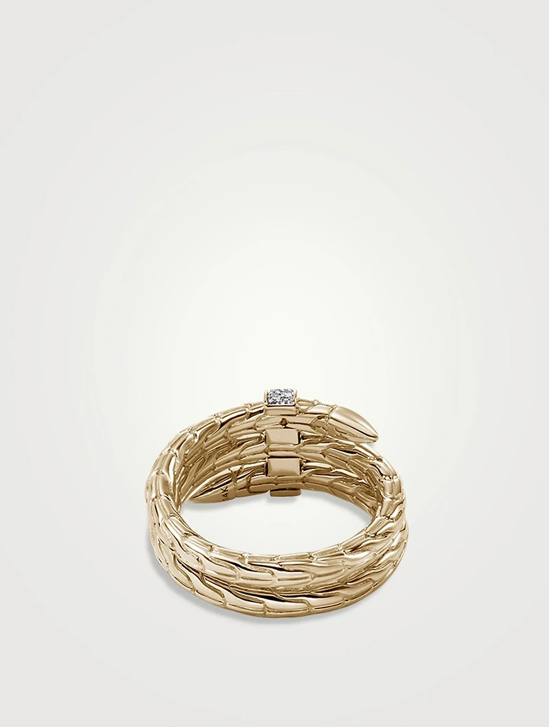 Spear 14K Gold Double Wrap Ring With Pavé Diamonds