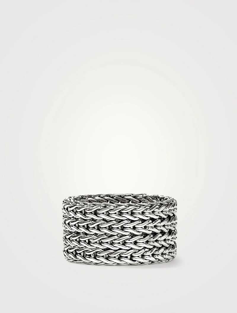 Wide Sterling Silver Rata Chain Band Ring