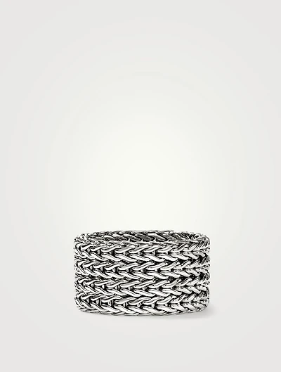 Wide Sterling Silver Rata Chain Band Ring