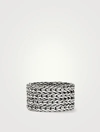 Wide Sterling Silver Rata Chain Band Ring
