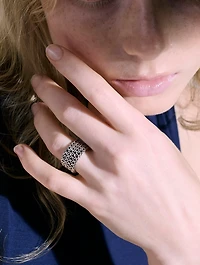Wide Sterling Silver Rata Chain Band Ring