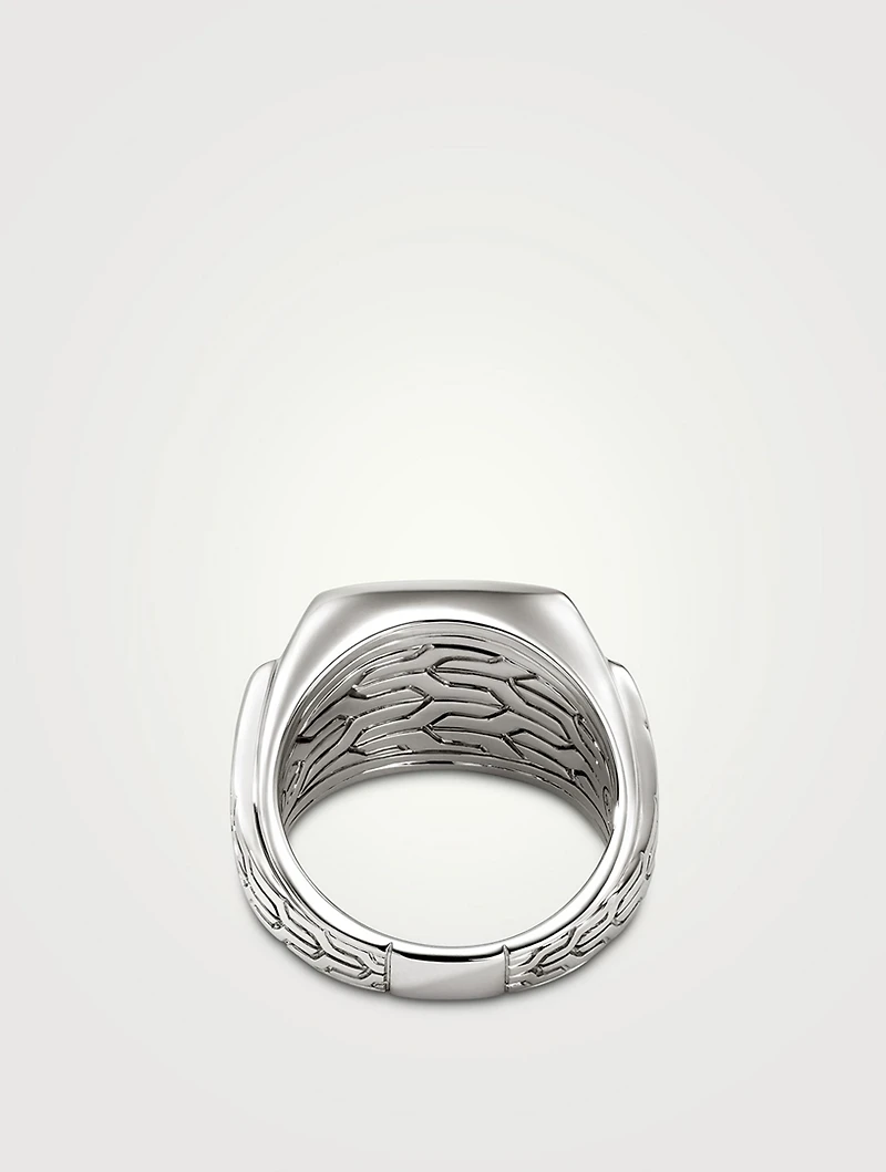 Sterling Silver Signet Ring With Gemstones
