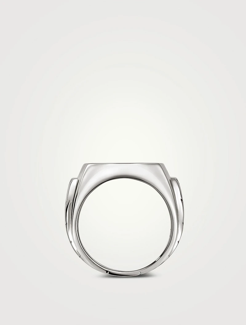 Sterling Silver Signet Ring With Gemstones