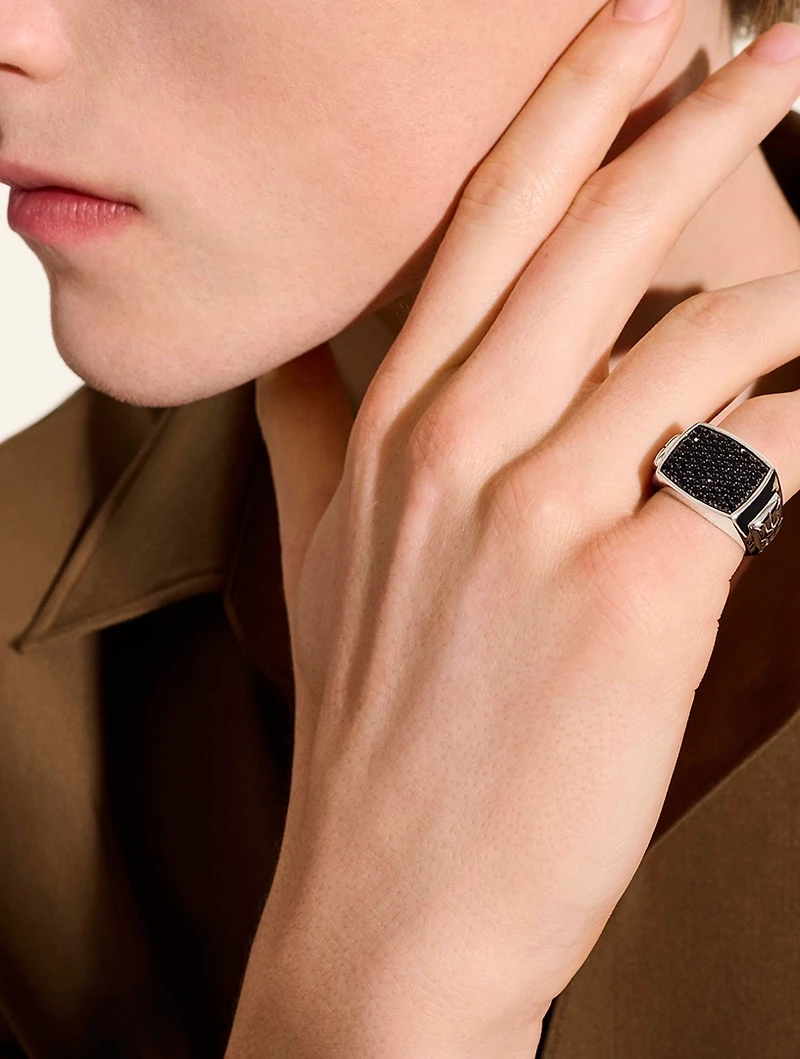 Sterling Silver Signet Ring With Gemstones
