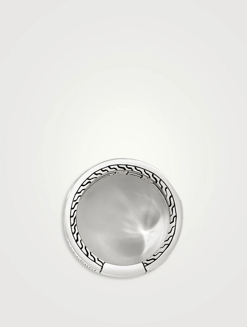 Streling Silver And Gold Carved Chain Ring With Gemstones