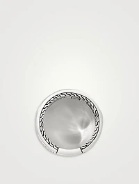 Streling Silver And Gold Carved Chain Ring With Gemstones