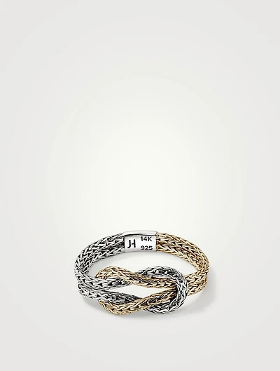 Love Knot 14K Gold And Sterling Silver Chain Ring