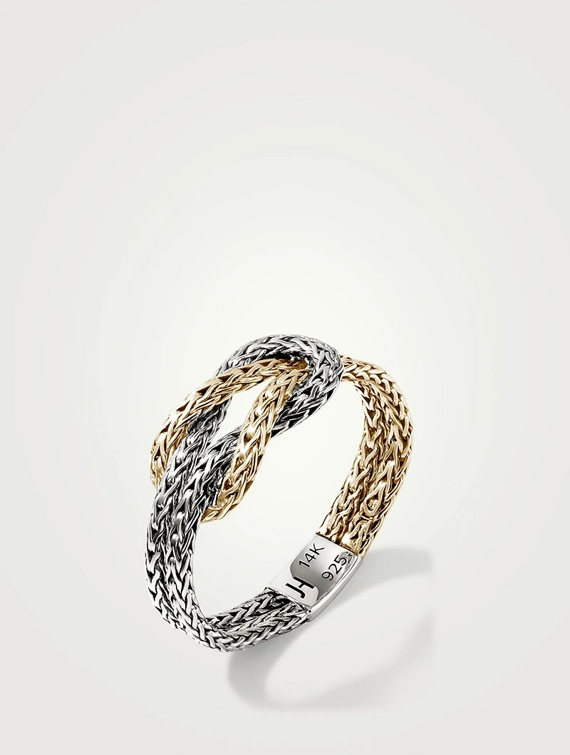 Love Knot 14K Gold And Sterling Silver Chain Ring