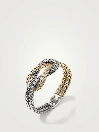 Love Knot 14K Gold And Sterling Silver Chain Ring