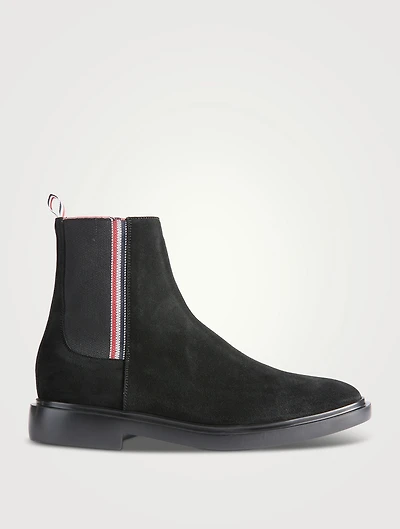 Suede Chelsea Boots With Selvedge Elastic