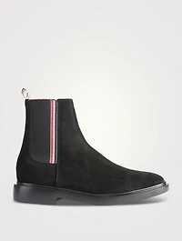 Suede Chelsea Boots With Selvedge Elastic