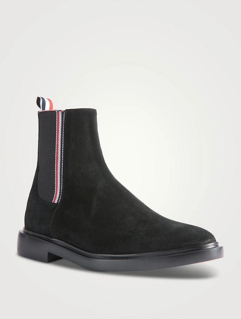 Suede Chelsea Boots With Selvedge Elastic