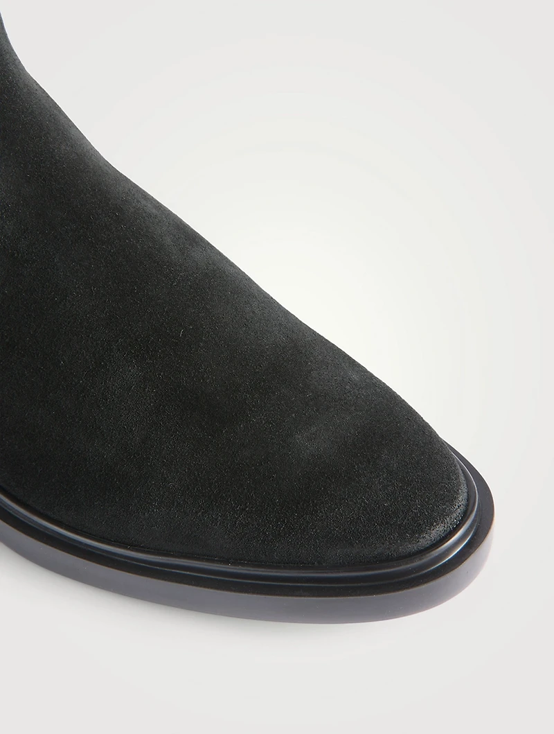 Suede Chelsea Boots With Selvedge Elastic