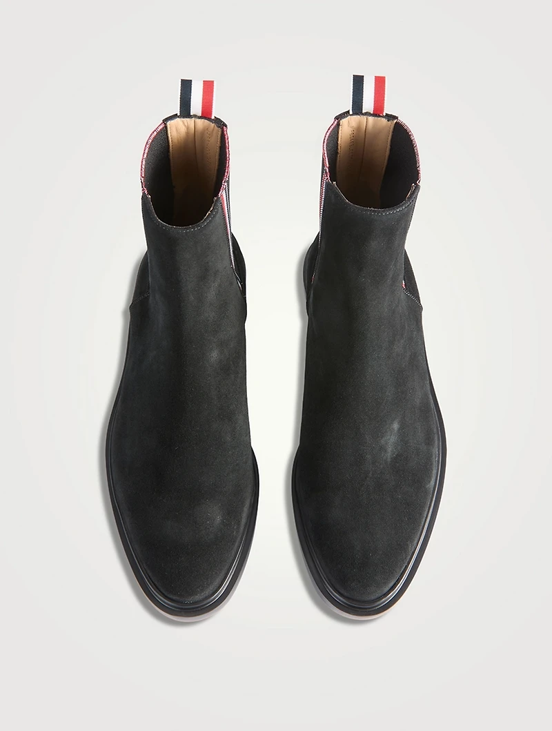 Suede Chelsea Boots With Selvedge Elastic