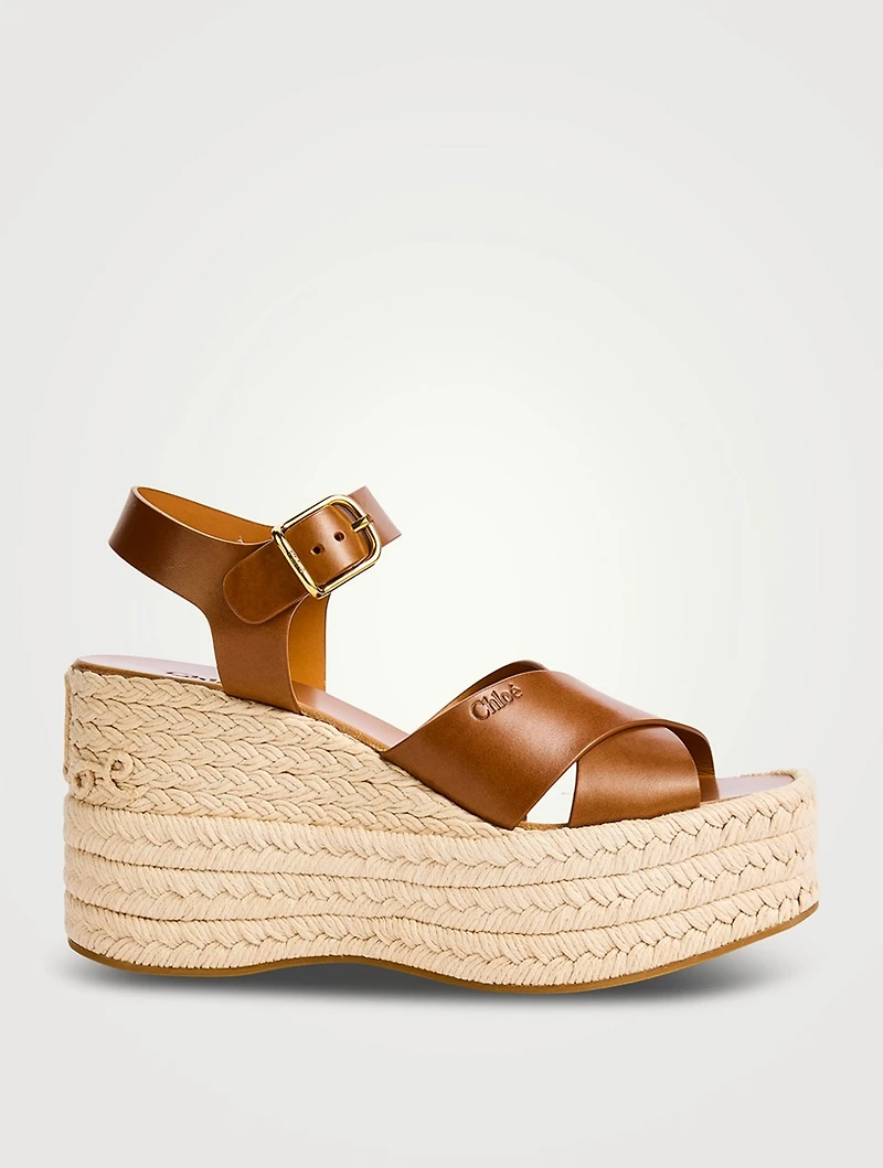 Isla Leather Espadrille Wedge Sandals