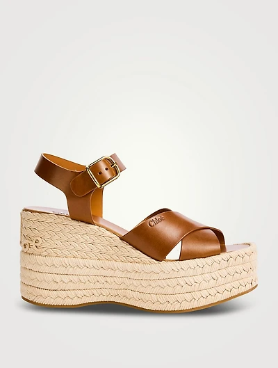 Isla Leather Espadrille Wedge Sandals