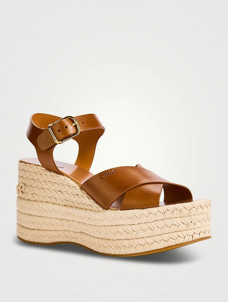 Isla Leather Espadrille Wedge Sandals